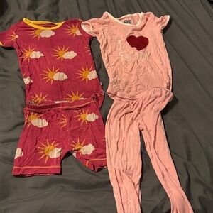 Kickee Pants Girls' Pink Sun & Heart Pajama Pair